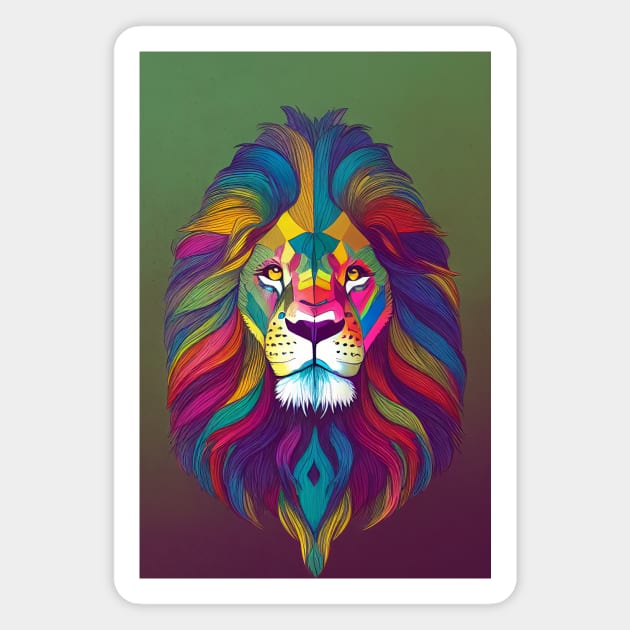 Rainbow Lion Magnet by MorningPanda